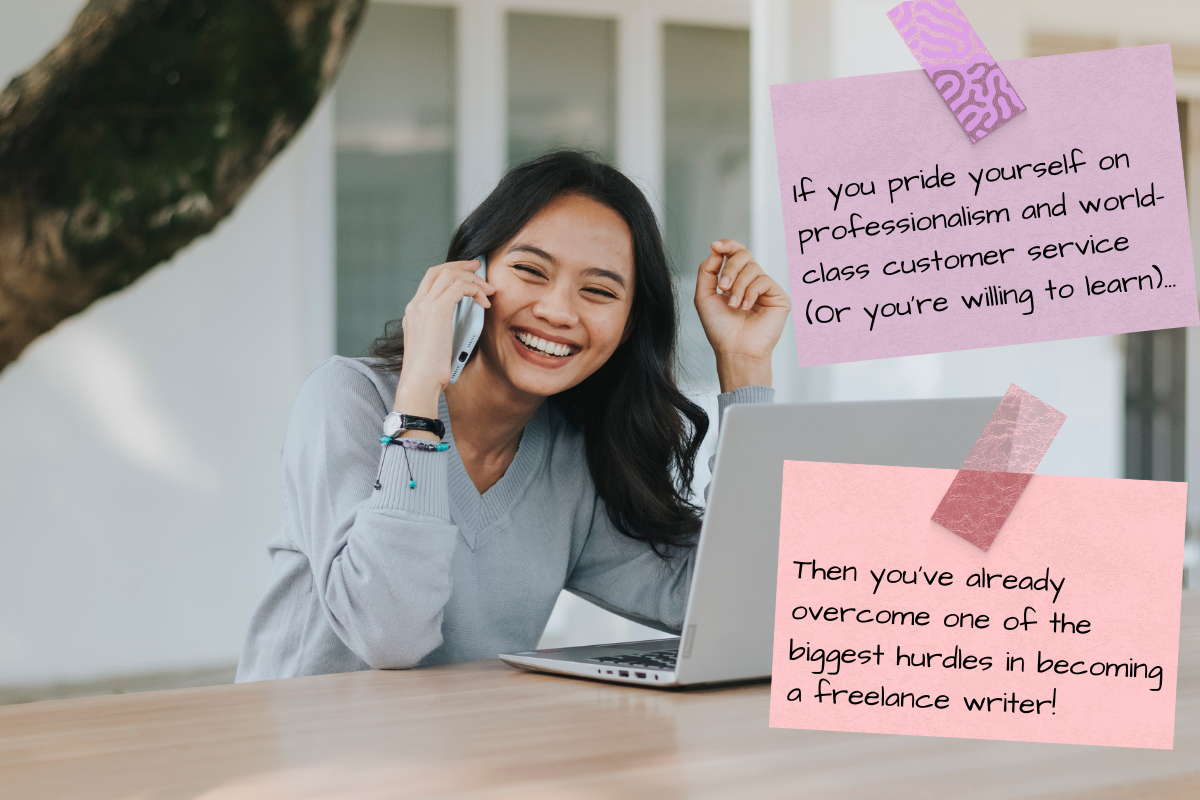 A woman providing top-notch customer service to one of her clients as a freelance copywriter. A woman providing top-notch customer service to one of her clients as a freelance copywriter.