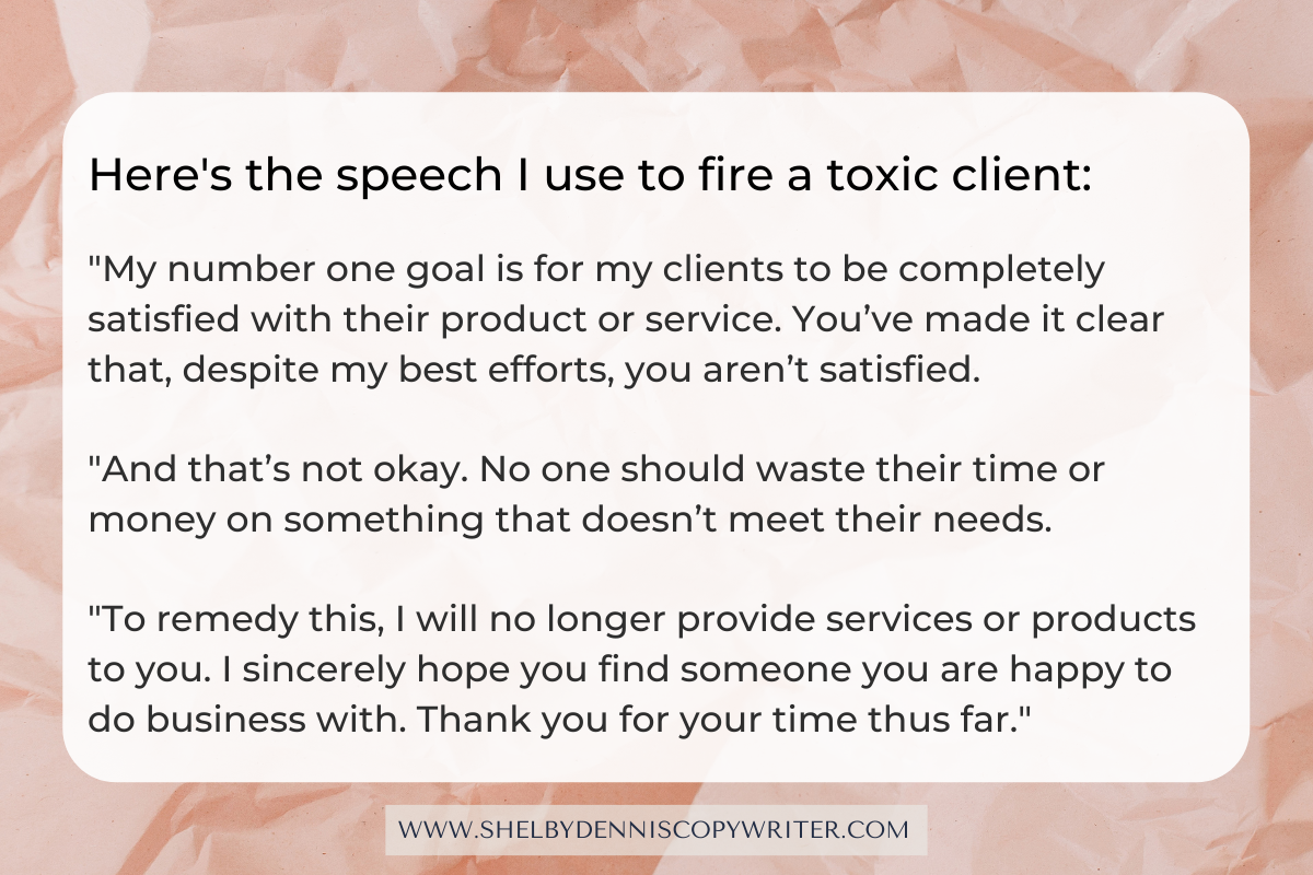 Image version of my speech to fire a toxic client. Image version of my speech to fire a toxic client.